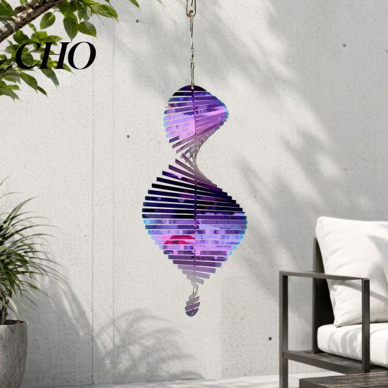 Easy Assemble Wind Spinner Stainless Steel Spiral Spinner, Hanging Reflective with Garden Hook, 3D for Indoor Outdoor Yard Rust-resistant