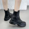 Новые черные ботильоны на платформе для женщин, женские ботинки на шнуровке с пряжкой и ремешком, зимние байкерские ботинки, женские ботинки