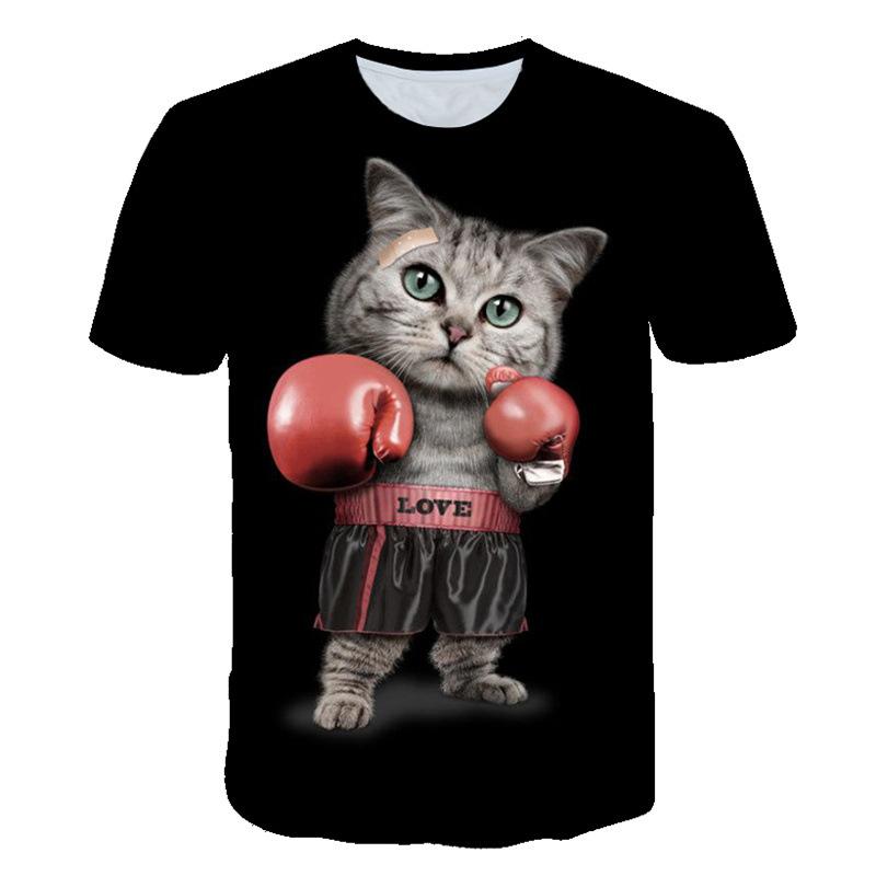 Мужская футболка с короткими рукавами и принтом животных, круглый вырез, повседневная спортивная мужская футболка-пуловер