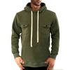 Men S Hooded Sweatshirt Fleece Multi Pocket Autumn Winter Casual Outerwear