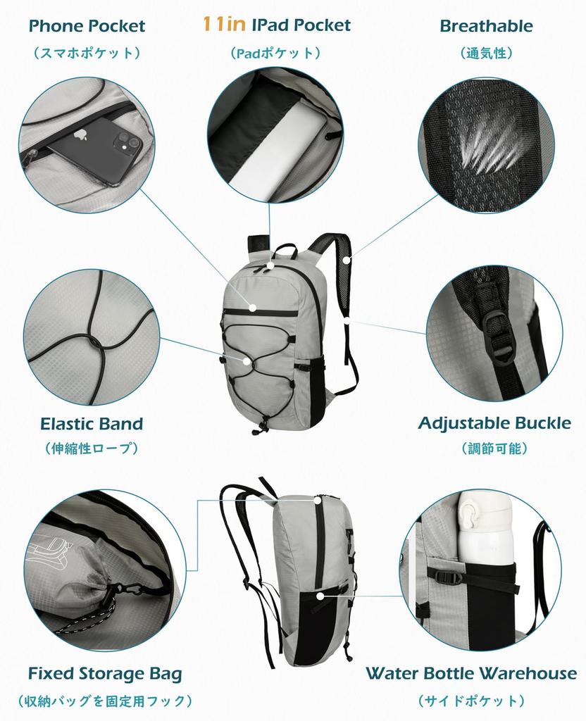 TRIWONDER Складной для улицы, для катастроф, Эко, Большой, Карманный рюкзак, Легкий, Компактный, Водонепроницаемый, Мероприятия, Альпинизм, Пеший туризм,