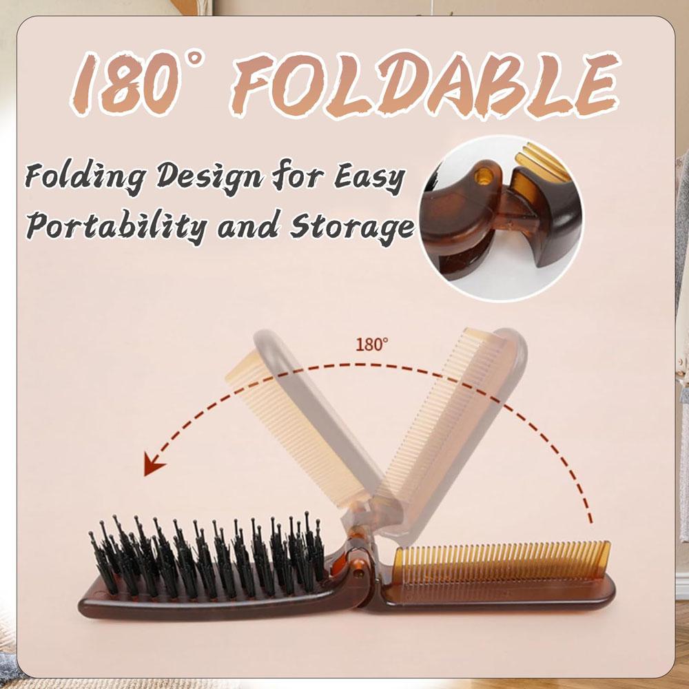 Складная щетка для волос Щетка с щетиной для блеска и разглаживания волос Распутывающая Дорожная Портативная
