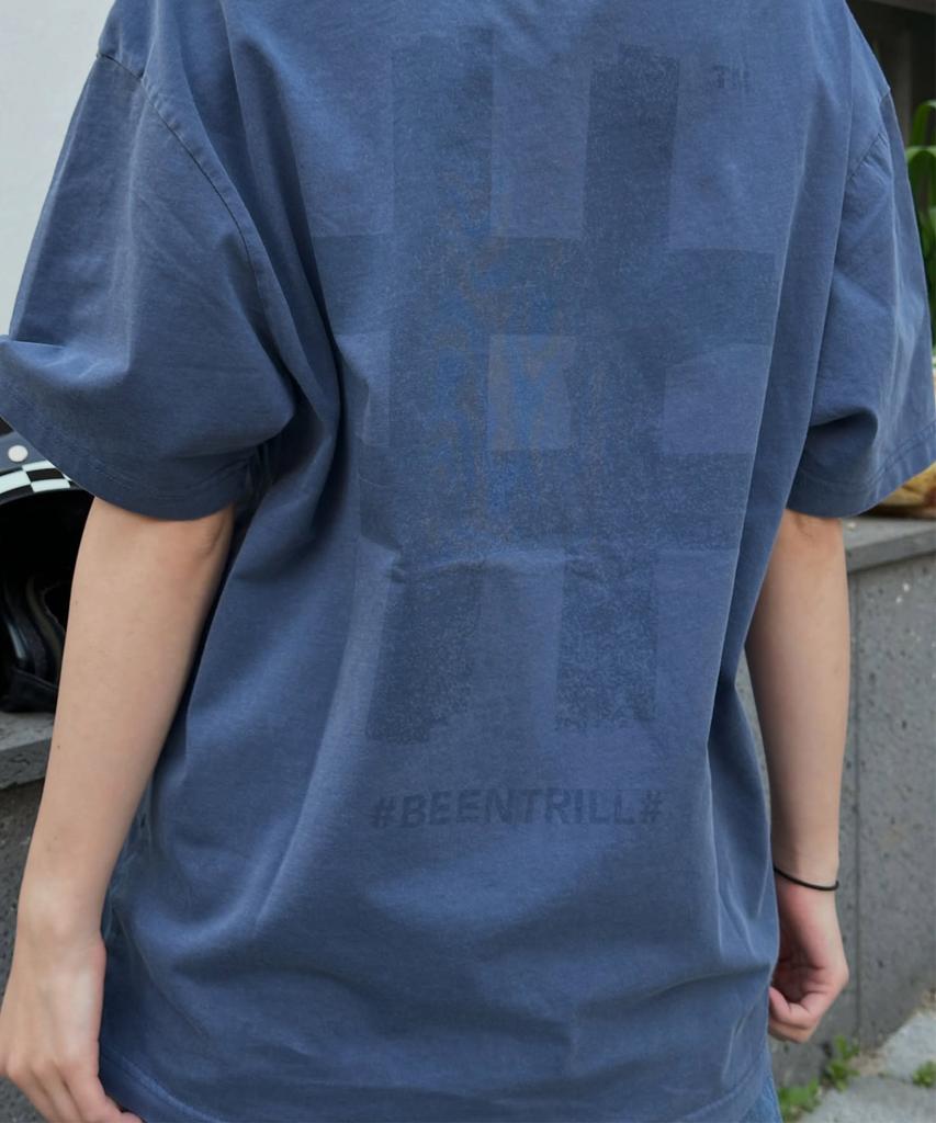 BEENTRILL Винтажная футболка с принтом-штампом и хэштегом, с коротким рукавом (военно-морской флот)