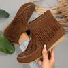 Autumn Retro Flat Heel Ankle Boots Fashion Round Toe Tassel Women Boots Soft Sole Short Boots Casual Women Shoes Botas De Mujer