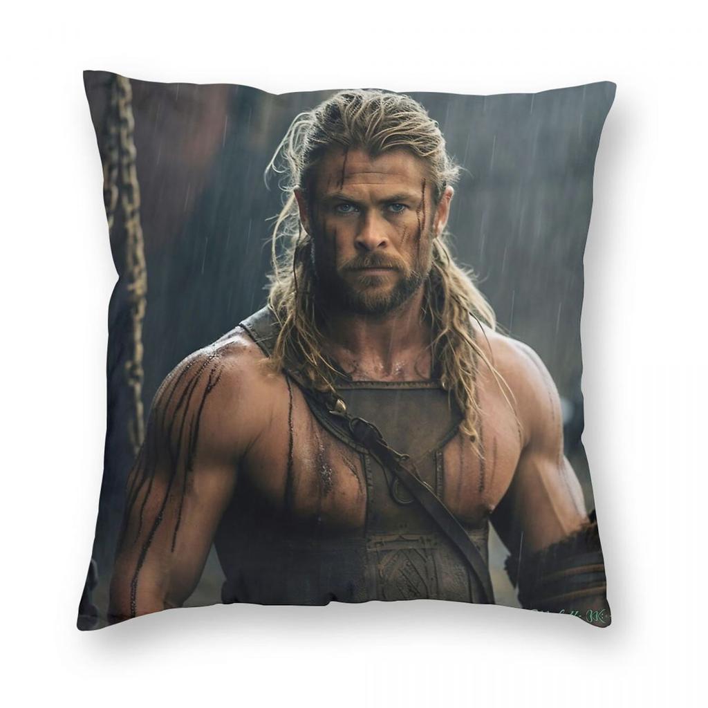 Viking Thor Nordic Chris Hemsworth Square Pillowcase Polyester Linen Velvet Pattern Zip Decor Throw Pillow Case Home Cover 45X45