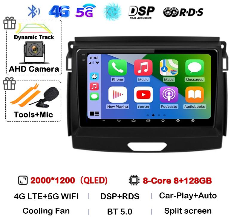 Android 14 Carplay Авто Радио Стерео Для Ford Ranger 2015 2016 2017 2018 2019 2020 GPS Мультимедиа Авторадио Плеер Головное Устройство