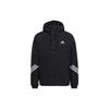 Color Block Logo Print Hooded Long Sleeve Cotton Jacket Men Jackets Black H50969