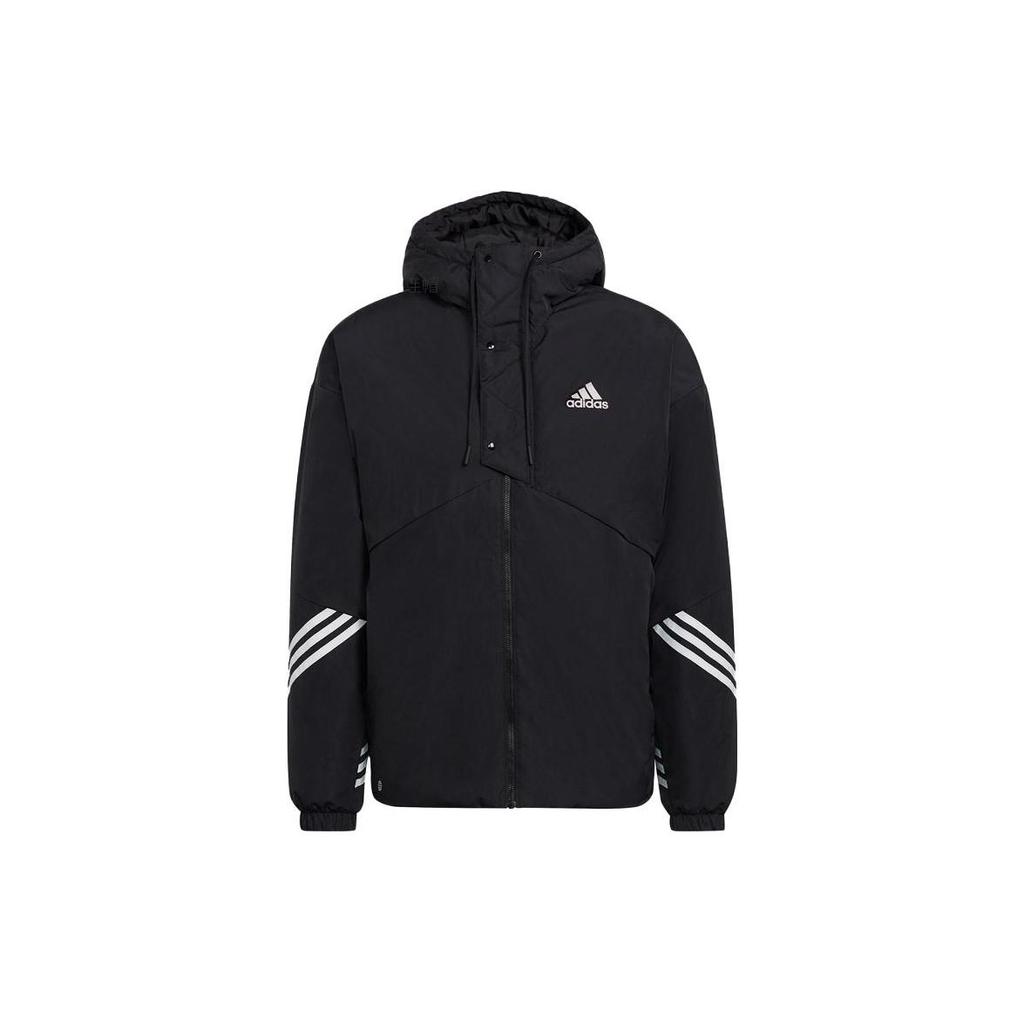 Adidas Куртка из хлопка с капюшоном и длинными рукавами, с логотипом Color Block, мужская, черная, H50969
