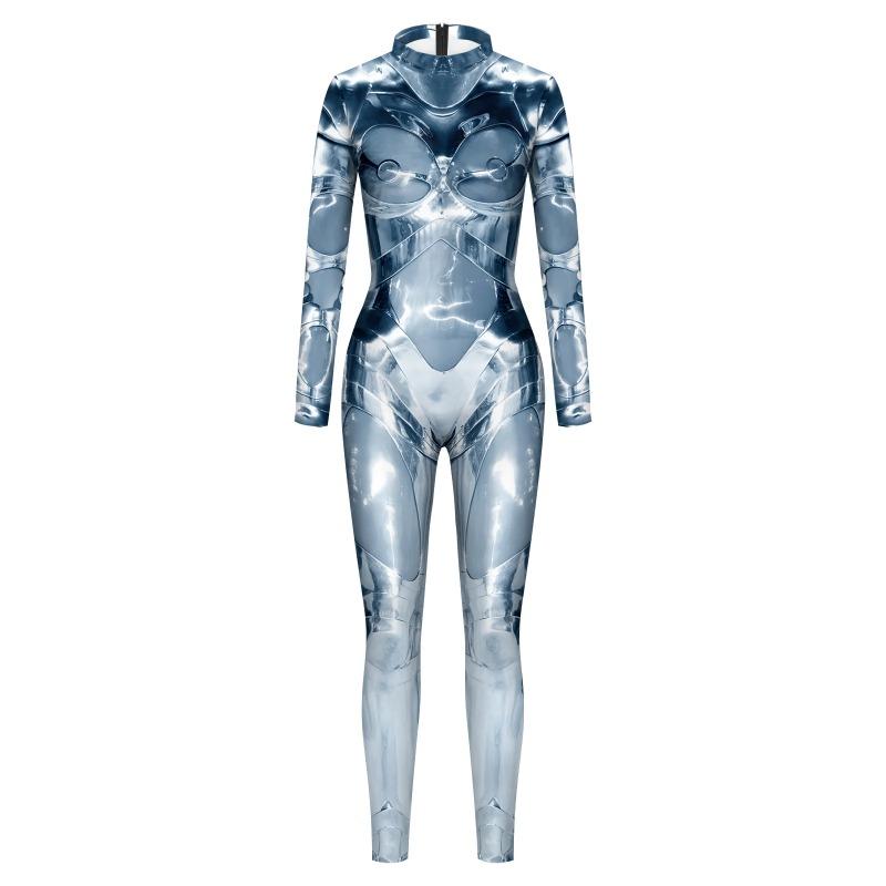 Mechanical Robot Jumpsuit for Women Steampunk Future Technology Bodysuits Cosplay Costume Zentai Suit