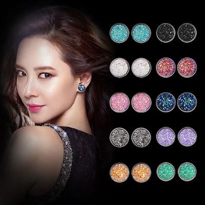 Серьги Harajuku Geometric Frosted Starry Sky Gemstone из нержавеющей стали 12 мм