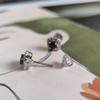 Silver Earrings with Natural Sapphire 0.985ct, Cubic Zirconias (2181040)