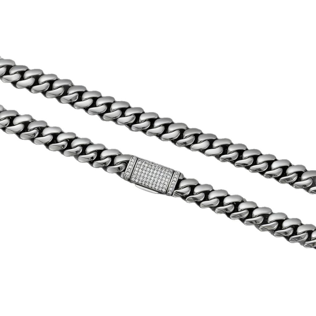 European and American Trendy Flap Buckle Miami 12MM Multi-size Cuban Bracelet Necklace Chain