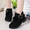 2024 Spring Autumn New Kids Boots for Girls Versatile Buckle Solid Color Classic Korean Style Children Fashion Princess Boots PU
