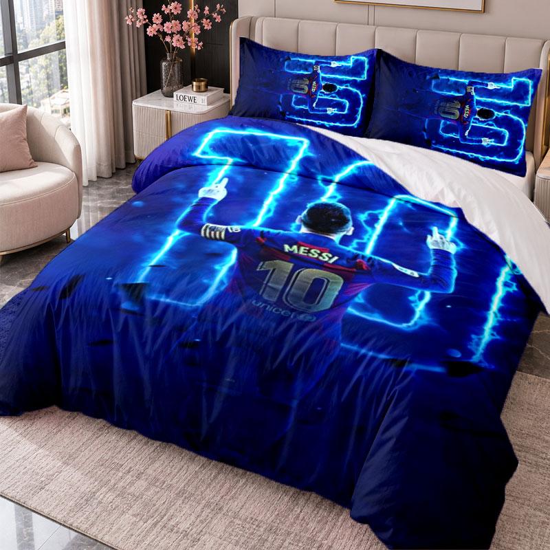 Messi 3Pcs Bedding Set Duvet Cover With Two Pillowcases For Bedroom Home Decoration