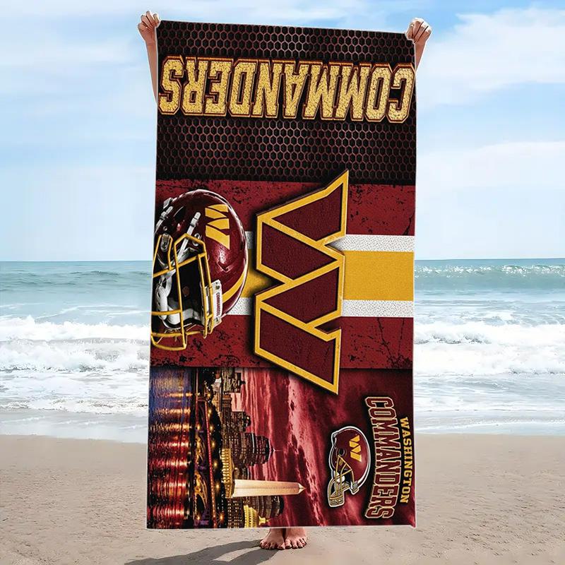 Washington Redskins Logo Print Beach Towel, Large Soft Quick Dry Towel for Beach Camping Swimming