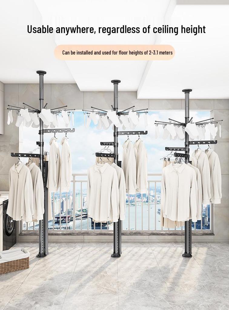 Telescopic Floor-to-Ceiling Clothes Drying Rack - No-Punch, Free-Standing