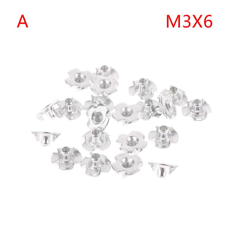 20 шт. M3 M4 M5 M6 M8 M10 оцинкованные гайки с четырьмя лапками для динамика T-образная гайка глухая зубчатая вставка T-образная гайка вставки