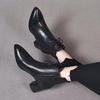 Pointed High-heeled Women's Boots Autumn and Winter New Lace-up Side Zipper First-layer Cowhide Fashion Boots Slim Women's Medium Boots