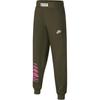 Kids Knitted Sports Pants Logo Print Fleece Loose Kids Pants Khaki-Green DX5510-325