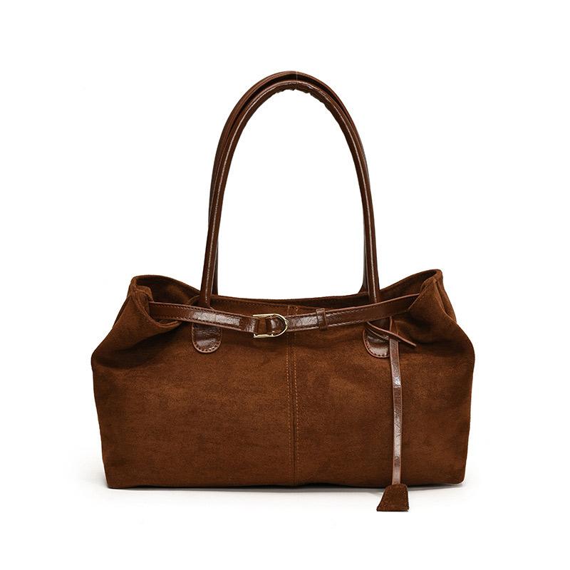 Fashionable Retro Suede Bag Popular European And American Large-capacity Autumn/winter Tote Bag New Simple Commuter Shoulder Bag