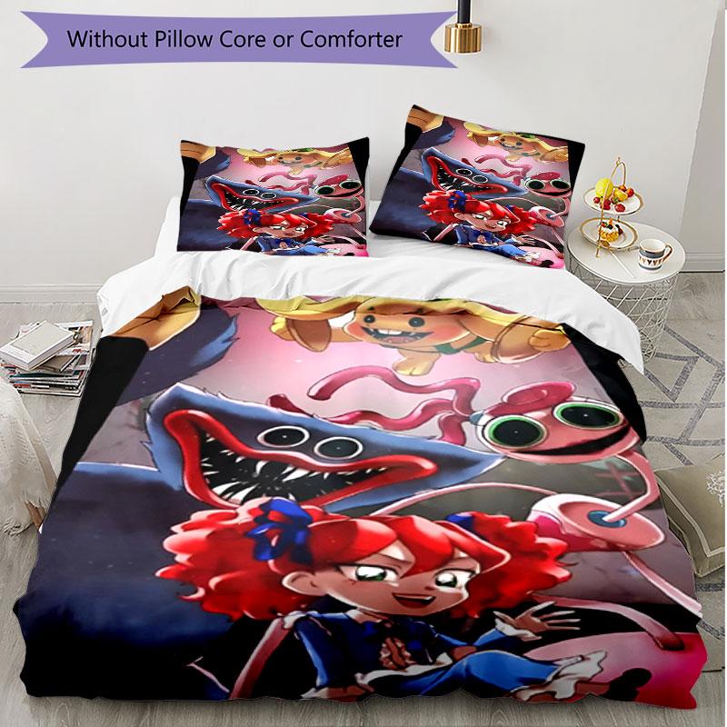 3pcs Duvet Cover Set (1*Duvet Cover + 2*Pillowcase, Without Core), Poppy Playtime Print Soft All‑Season Bedding Set, Home Bedroom Decor Gift
