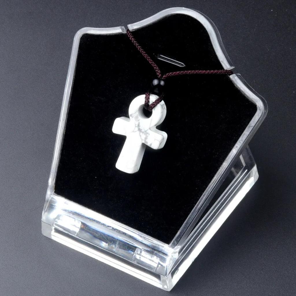 Ожерелье AnKa из натурального камня с кристаллами агатов Crux Ansata, подвеска в форме креста для женщин, подарок на день рождения, цепочка 32 см