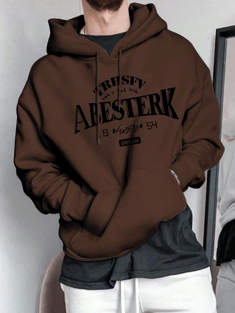 Men'S Casual Hoodie with Geometric Pattern Hooded Collar Regular Fit for Spring Fall Stylish Pullover Sweatshirt