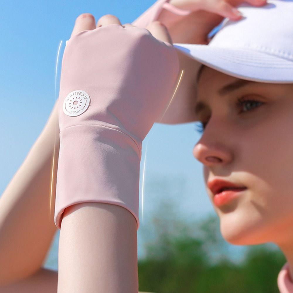 Cool Half Finger Golf Glove Sun UV Protector Sunscreen Gloves Ice Silk Golf Gloves  Outdoor Sport