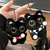 Chirping Squeeze Plush Keychain Cartoon Plush Stuffed Toys Squeak Scarf Black Cat Pendant  Couple