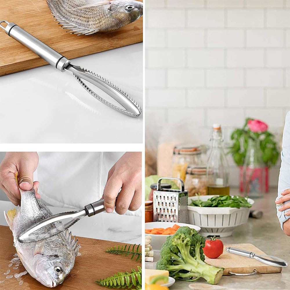 Scale Remover, Tweezer, Boner, 3 Piece Set, Stainless Steel, Fish