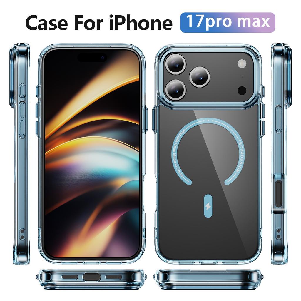 For iphone 17 Pro Max Case Luxury Clear Magsafe Cover For Iphone 17AIR 16E15 14 13 12 11 Pro Max Magnetic Wireless Charge Case