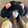 Зимняя шапка с декором в виде кроличьих ушек, на шнуровке, эластичная, теплая шапка, зимняя, утолщенная, плюшевая