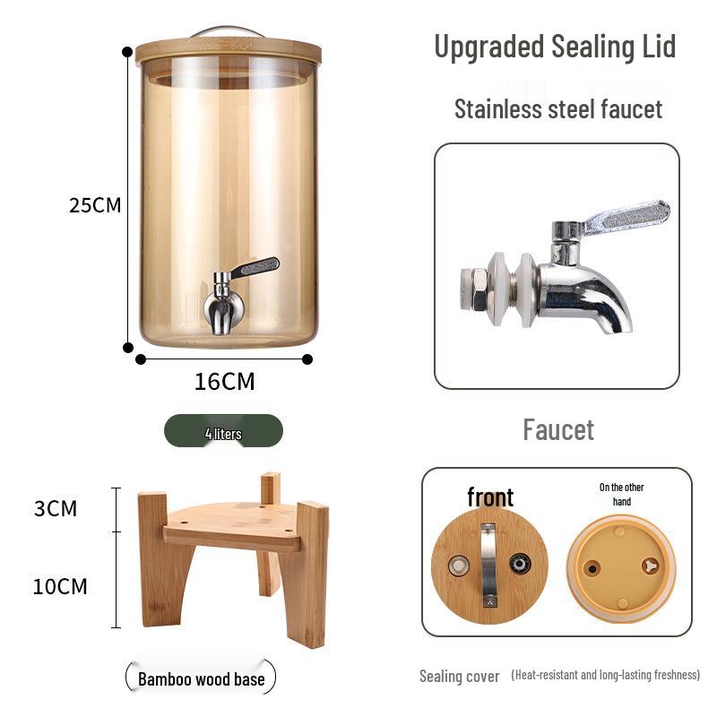 Стеклянный диспенсер для напитков большой емкости с краном для холодных напитков и фруктового чая