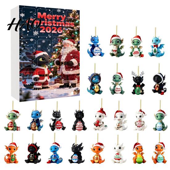 Christmas Advent Calendar 2026 Dragon Calendar, 24 Days Funny Baby Figures Countdown Miniature Party Favors 2D Acrylic Cartoon Ornaments for