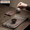 Coarse Pottery Clear Water Heart Sutra Tea Tray Japanese Cuisine Table Coffee Storage Board Cutlery Organizer Dishes For Serving