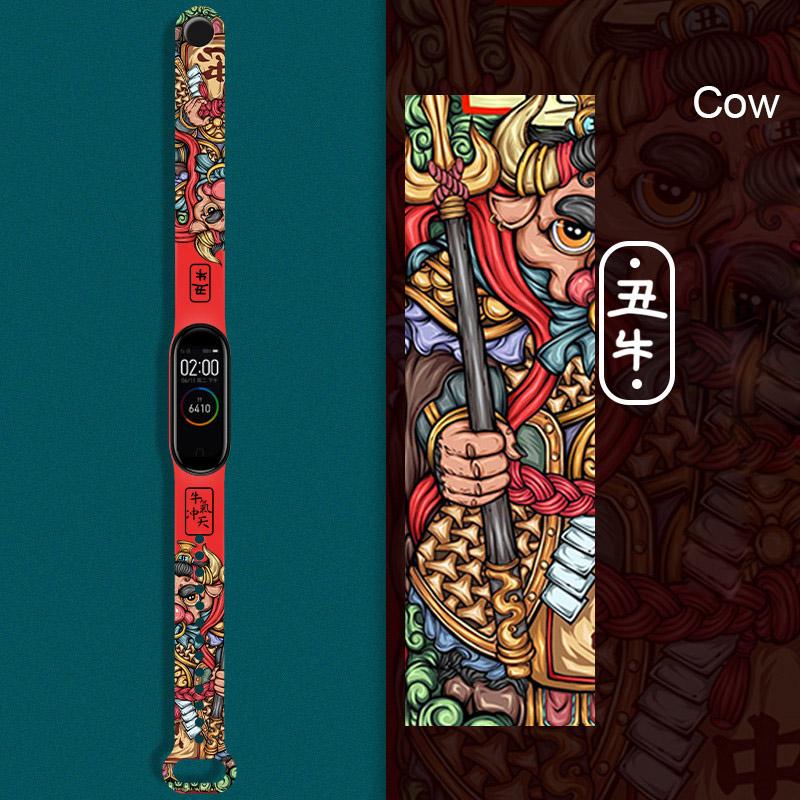 Силиконовый ремешок с рисунком китайского зодиака для Xiaomi Mi Band 3 4 5 6 7/NFC, сменный ремешок для браслета, аксессуары