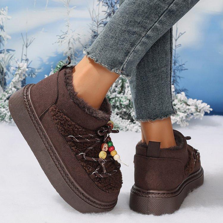 Зимние ботинки большого размера на толстой подошве для женщин, новые осенне-зимние бархатные утолщенные теплые хлопковые ботинки для женщин