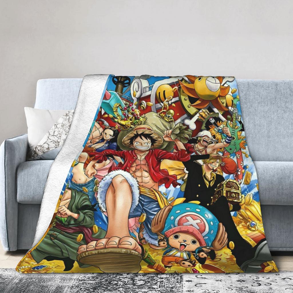 Одеяло аниме Луффи Фланелевый плед Постельное белье Диван Портативные Ультрамягкие Теплые Покрывала,