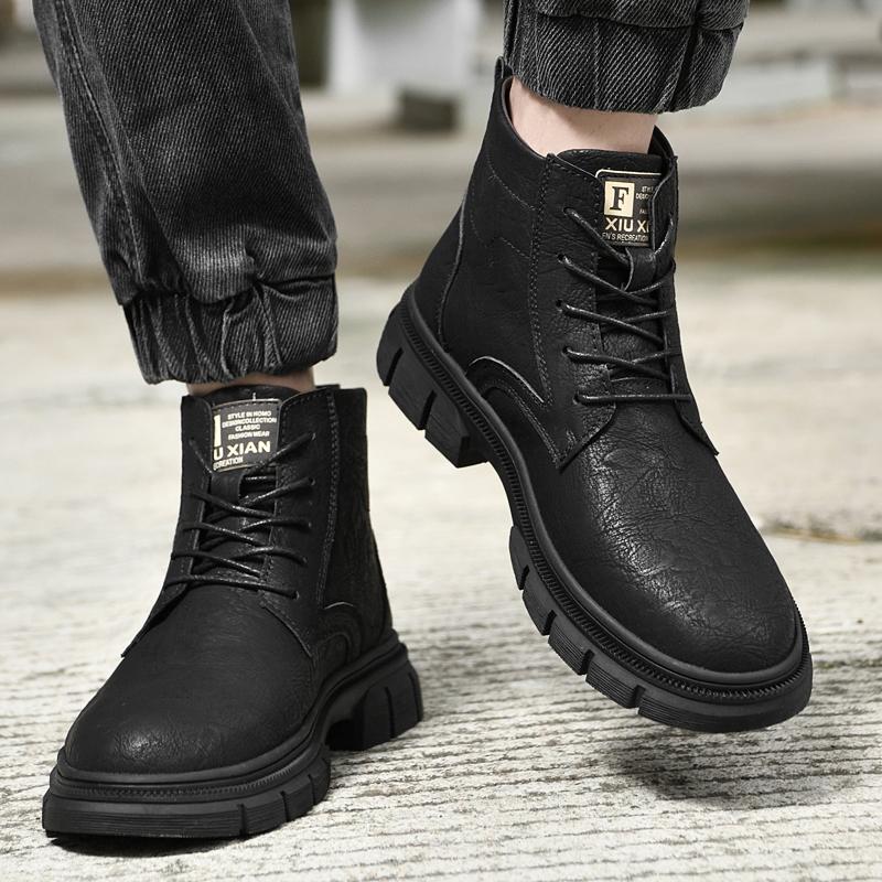 Men Lace Up Boots Genuine High-top Multi-purpose Hiking High Quality Work Clothes Shoes Fashionable Comfortable High Top Boot