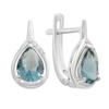 Серебряные серьги с топазом Лондон Блю 1.705ct, фианитами (2213734)