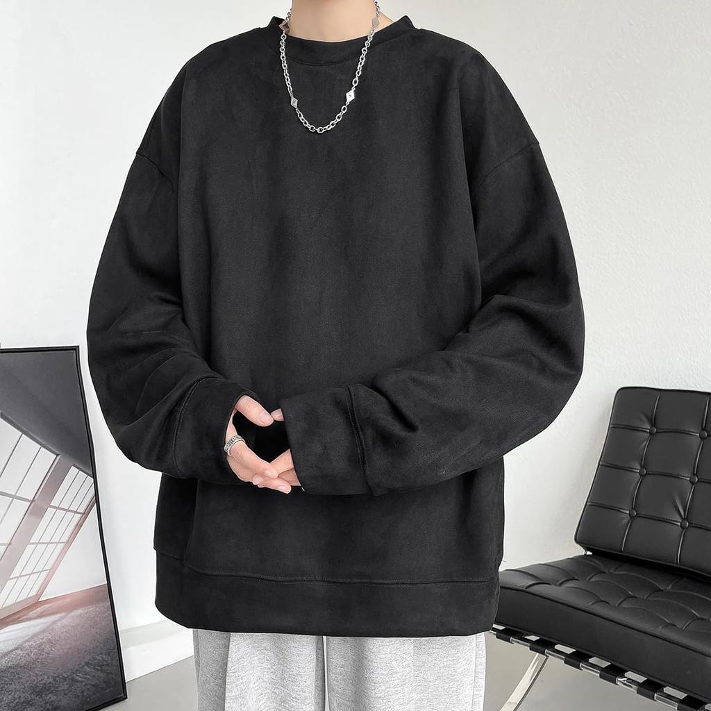 Long Sleeve Autumn Elegant Long Long Black L [Fasshonrida] T-Shirt, Men's, Clothes, Suede, T-Shirt, Adults, Long, Popular, Tops, Thick, T-shirt,