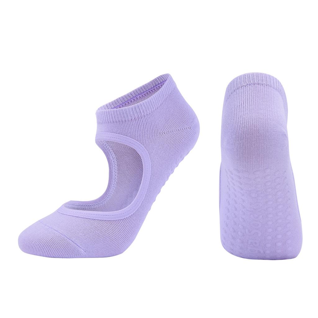 Women Sports Yoga Socks Anti Skid Breathable Fitness Pilates Socks Dancing Gym Heel Non Slip Cotton Sock