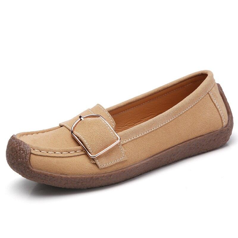 Shoes Woman Genuine Leather Women Flats Slip On Women's Loafers Female Moccasins Shoe Buckle Footwear