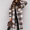 QICED Women's Fashion Casual Autumn Winter Plaid Print Long Sleeve POLO Neck Cardigans