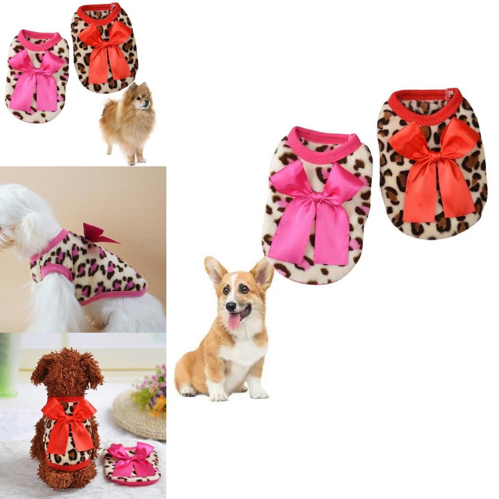 Adorable Coral Fleece Puppy Clothes With Leopard Print For Fall And Winter Celebrations