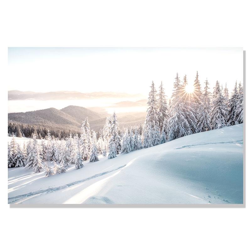 Flower Lake Snow Owl Deer Forest Landscape Winter Wall Art Canvas Painting Nordic Posters And Prints Wall Pictures Home Decor