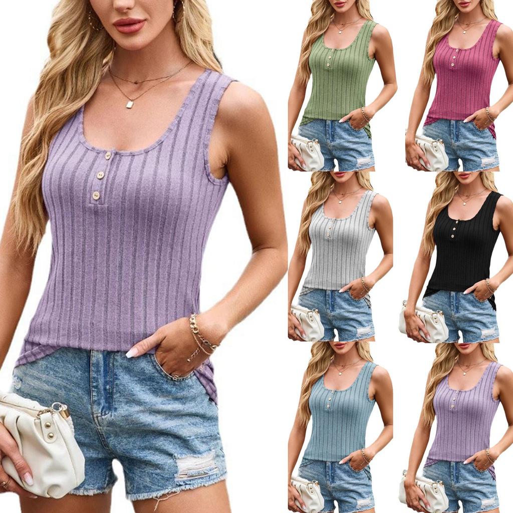 Повседневный и модный безрукавный трикотажный жилет с U-образным вырезом, однотонный женский жилет