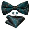 Barry.Wang Men Cravat Ties Jacquare Paisley/Floral/Striped Bow Tie Hanky Cufflinks Set Formal Casual