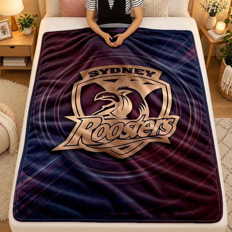 Flannel BlanketSydney Roosters Warm Soft Throw Blanket for Indoor Sofa Bed Living Room Use