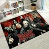 Slipknot Retro Band Portrait Area Rug Non Slip Mat, Red Grunge Background Metal Music Carpet for Bedroom Decor